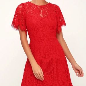 Lulus red lace dress size xs